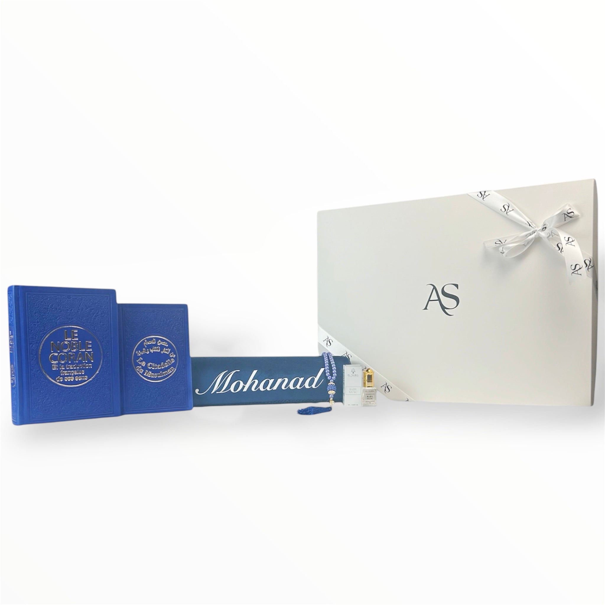 Coffret Coran Velours Bleu