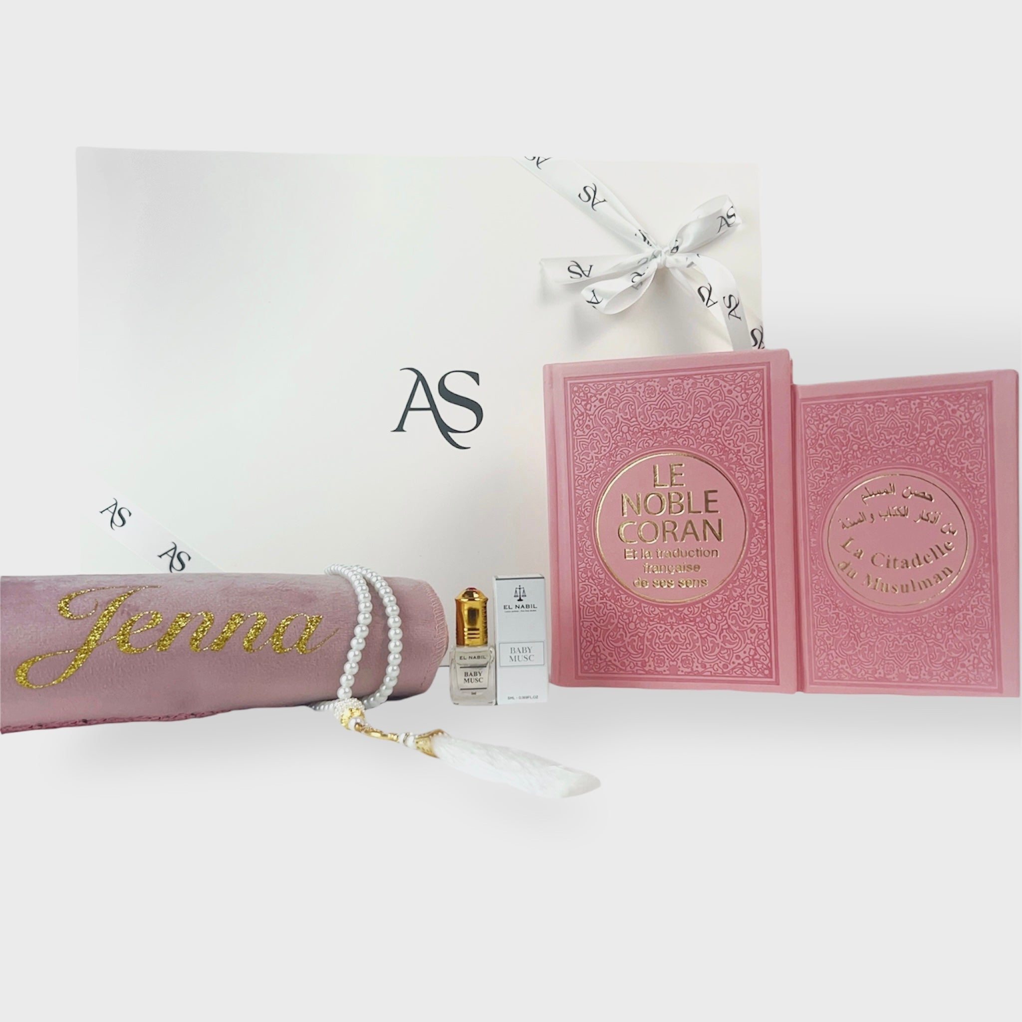 Coffret Coran Velours Rose
